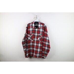 Vintage 80s 90s Streetwear Mens Large Double Pocket Knit Collared Button Shirt